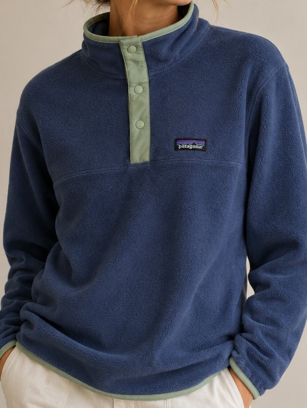 Patagonia Navy Blue Tsnap Fleece Pullover Sweatshirt Jacker Sz Small
